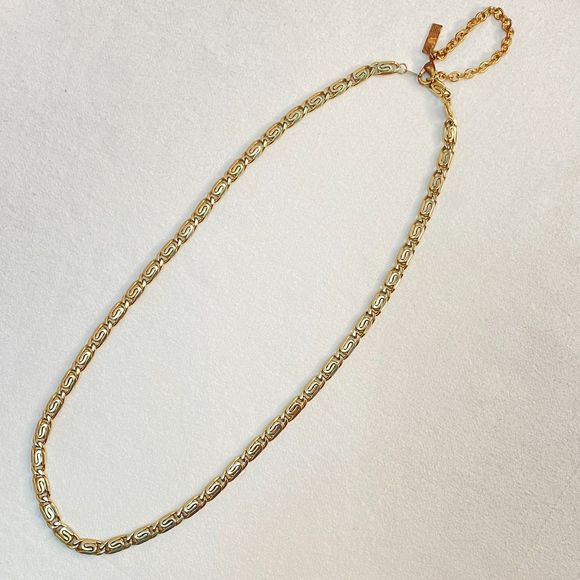 INC Unisex Necklace Gold Tone Scroll Chain Links Matinee Length - Picture 2 of 7